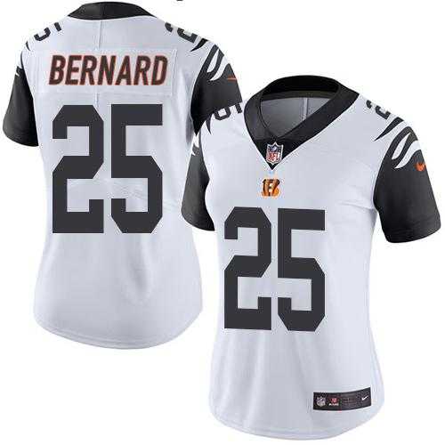 Women's Nike Cincinnati Bengals #25 Giovani Bernard White Stitched NFL Limited Rush Jersey