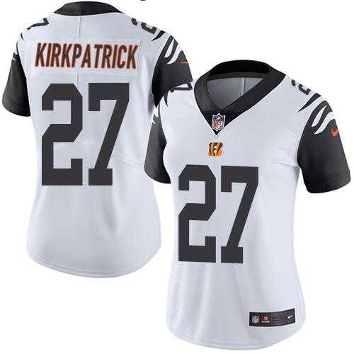 Women's Nike Cincinnati Bengals #27 Dre Kirkpatrick White Stitched NFL Limited Rush Jersey