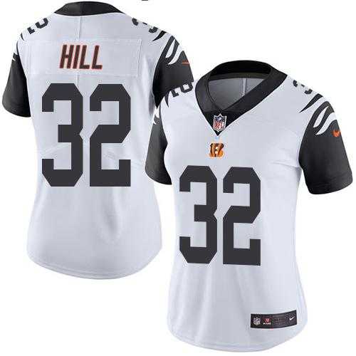 Women's Nike Cincinnati Bengals #32 Jeremy Hill White Stitched NFL Limited Rush Jersey