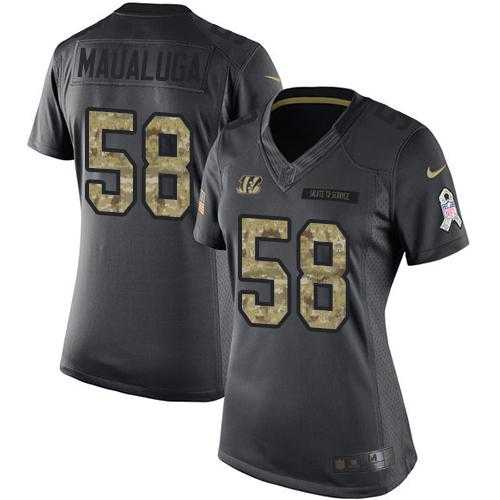 Women's Nike Cincinnati Bengals #58 Rey Maualuga Anthracite Stitched NFL Limited 2016 Salute to Service Jersey