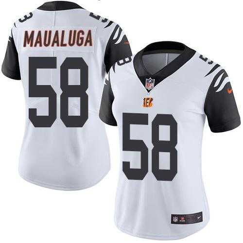 Women's Nike Cincinnati Bengals #58 Rey Maualuga White Stitched NFL Limited Rush Jersey