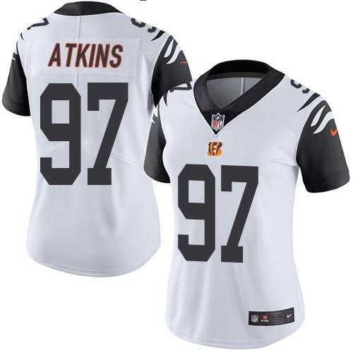 Women's Nike Cincinnati Bengals #97 Geno Atkins White Stitched NFL Limited Rush Jersey