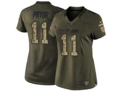 Women's Nike Cleveland Browns #11 Terrelle Pryor Limited Green Salute to Service NFL Jersey