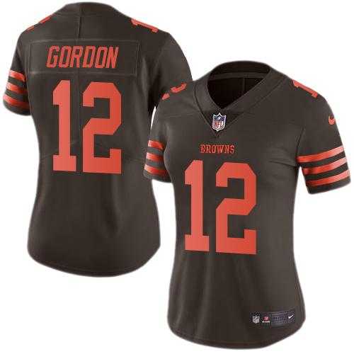 Women's Nike Cleveland Browns #12 Josh Gordon Brown Stitched NFL Limited Rush Jersey