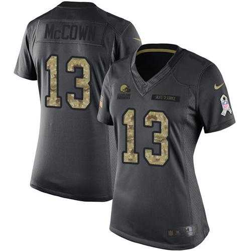 Women's Nike Cleveland Browns #13 Josh McCown Anthracite Stitched NFL Limited 2016 Salute to Service Jersey