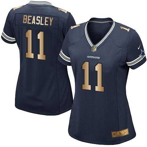 Women's Nike Dallas Cowboys #11 Cole Beasley Navy Blue Team Color Stitched NFL Elite Gold Jersey
