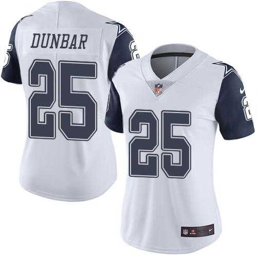 Women's Nike Dallas Cowboys #25 Lance Dunbar White Stitched NFL Limited Rush Jersey
