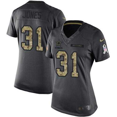 Women's Nike Dallas Cowboys #31 Byron Jones Anthracite Stitched NFL Limited 2016 Salute to Service Jersey