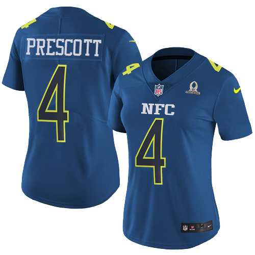 Women's Nike Dallas Cowboys #4 Dak Prescott Navy Stitched NFL Limited NFC 2017 Pro Bowl Jersey