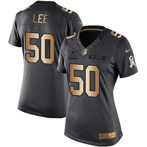 Women's Nike Dallas Cowboys #50 Sean Lee Anthracite Stitched NFL Limited Gold Salute to Service Jersey