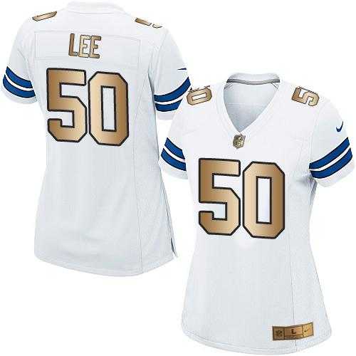 Women's Nike Dallas Cowboys #50 Sean Lee White Stitched NFL Elite Gold Jersey