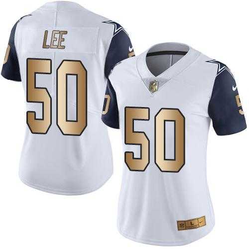 Women's Nike Dallas Cowboys #50 Sean Lee White Stitched NFL Limited Gold Rush Jersey