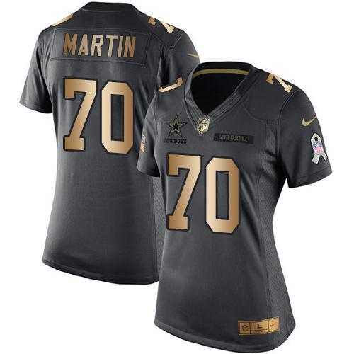 Women's Nike Dallas Cowboys #70 Zack Martin Black Stitched NFL Limited Gold Salute to Service Jersey