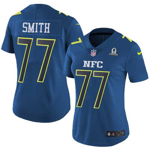 Women's Nike Dallas Cowboys #77 Tyron Smith Navy Stitched NFL Limited NFC 2017 Pro Bowl Jersey