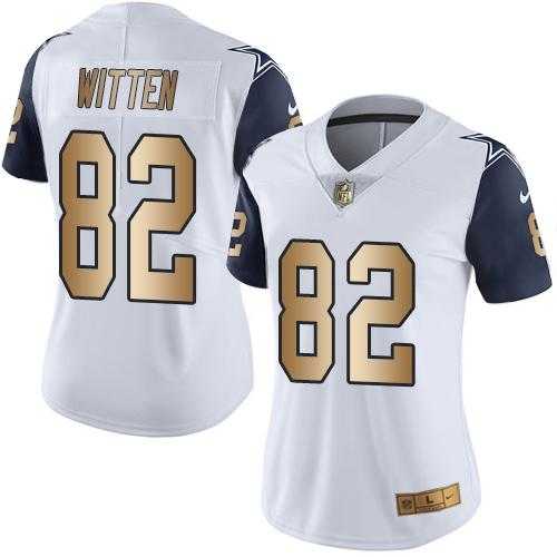 Women's Nike Dallas Cowboys #82 Jason Witten White Stitched NFL Limited Gold Rush Jersey