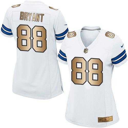 Women's Nike Dallas Cowboys #88 Dez Bryant White Stitched NFL Elite Gold Jersey