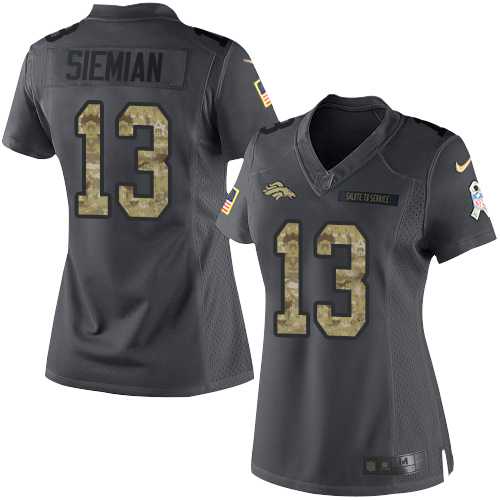 Women's Nike Denver Broncos #13 Trevor Siemian Anthracite Stitched NFL Limited 2016 Salute to Service Jersey