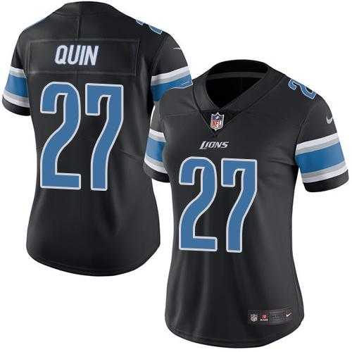 Women's Nike Detroit Lions #27 Glover Quin Black Stitched NFL Limited Rush Jersey