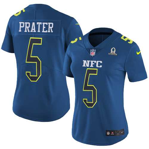 Women's Nike Detroit Lions #5 Matt Prater Navy Stitched NFL Limited NFC 2017 Pro Bowl Jersey
