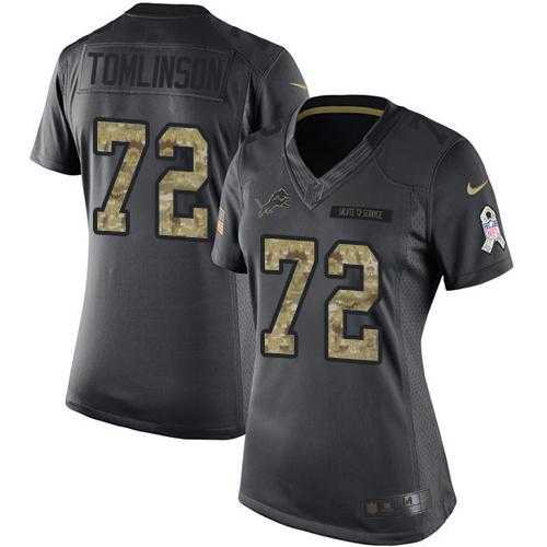 Women's Nike Detroit Lions #72 Laken Tomlinson Anthracite Stitched NFL Limited 2016 Salute to Service Jersey
