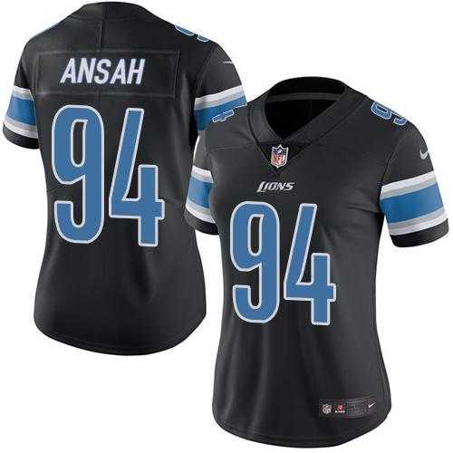 Women's Nike Detroit Lions #94 Ziggy Ansah Black Stitched NFL Limited Rush Jersey