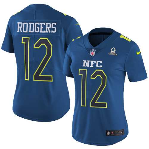Women's Nike Green Bay Packers #12 Aaron Rodgers Navy Stitched NFL Limited NFC 2017 Pro Bowl Jersey