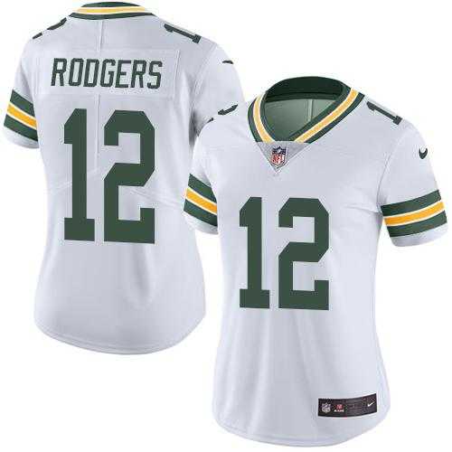 Women's Nike Green Bay Packers #12 Aaron Rodgers White Stitched NFL Limited Rush Jersey
