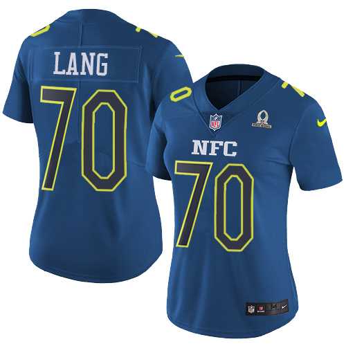 Women's Nike Green Bay Packers #70 T.J. Lang Navy Stitched NFL Limited NFC 2017 Pro Bowl Jersey