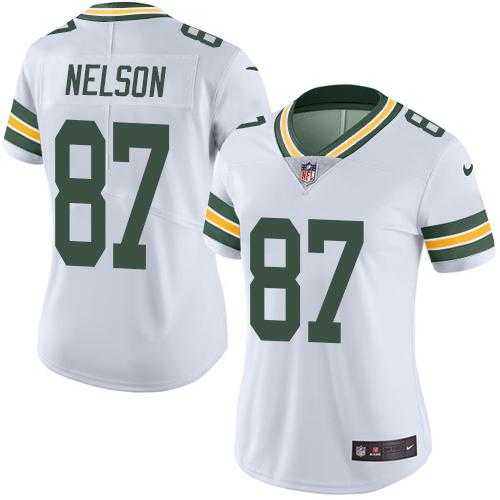 Women's Nike Green Bay Packers #87 Jordy Nelson White Stitched NFL Limited Rush Jersey