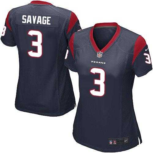 Women's Nike Houston Texans #3 Tom Savage Navy Blue Team Color Stitched NFL Elite Jersey