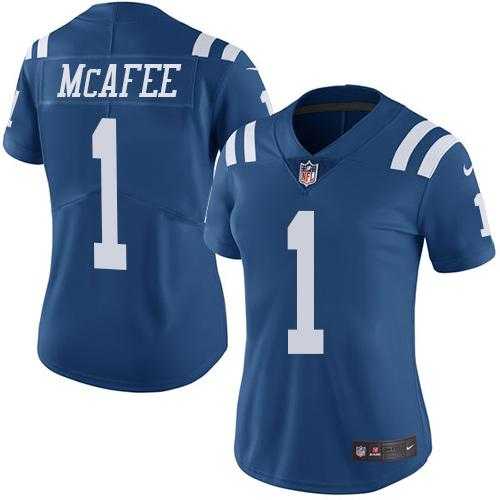 Women's Nike Indianapolis Colts #1 Pat McAfee Royal Blue Stitched NFL Limited Rush Jersey