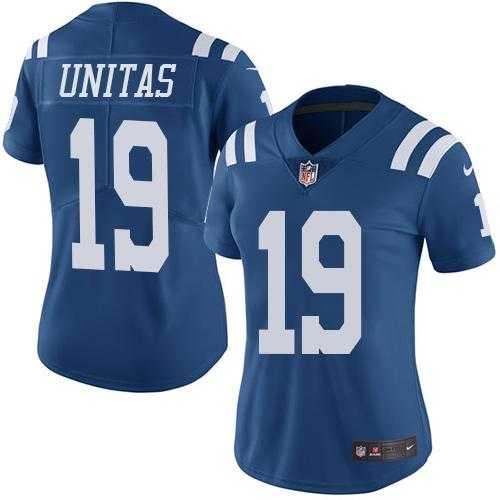 Women's Nike Indianapolis Colts #19 Johnny Unitas Royal Blue Stitched NFL Limited Rush Jersey