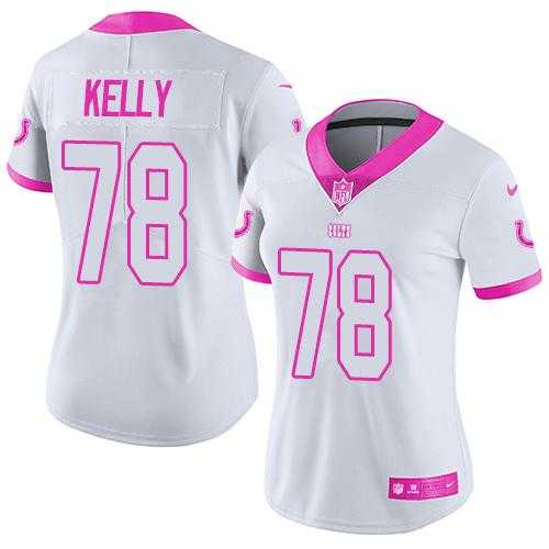 Women's Nike Indianapolis Colts #78 Ryan Kelly White Pink Stitched NFL Limited Rush Fashion Jersey