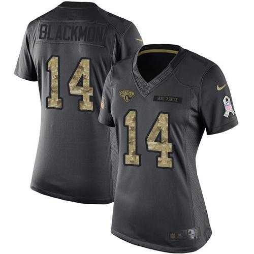 Women's Nike Jacksonville Jaguars #14 Justin Blackmon Anthracite Stitched NFL Limited 2016 Salute to Service Jersey