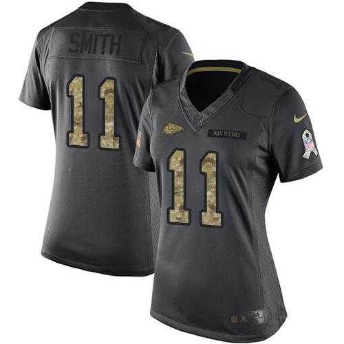 Women's Nike Kansas City Chiefs #11 Alex Smith Anthracite Stitched NFL Limited 2016 Salute to Service Jersey