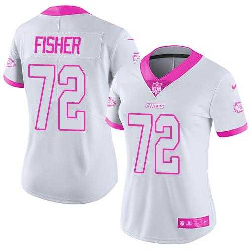Women's Nike Kansas City Chiefs #72 Eric Fisher White PinkStitched NFL Limited Rush Fashion Jersey