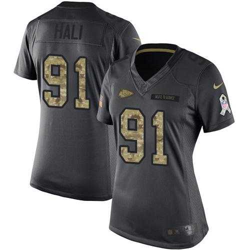 Women's Nike Kansas City Chiefs #91 Tamba Hali Anthracite Stitched NFL Limited 2016 Salute to Service Jersey