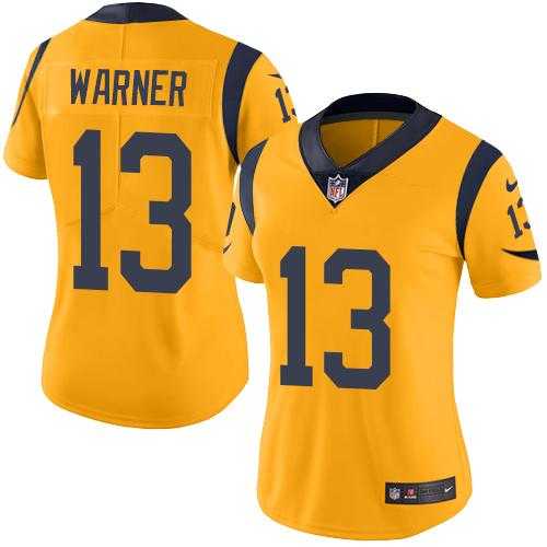 Women's Nike Los Angeles Rams #13 Kurt Warner Gold Stitched NFL Limited Rush Jersey Women's Nike Los Angeles Rams #13 Kurt Warner Gold Stitched NFL Limited Rush Jersey