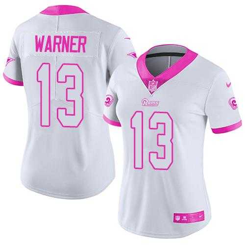 Women's Nike Los Angeles Rams #13 Kurt Warner White Pink Stitched NFL Limited Rush Fashion Jersey Women's Nike Los Angeles Rams #13 Kurt Warner White Pink Stitched NFL Limited Rush Fashion Jersey