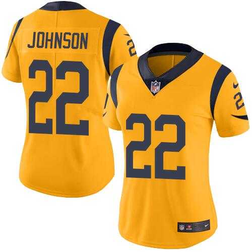 Women's Nike Los Angeles Rams #22 Trumaine Johnson Gold Stitched NFL Limited Rush Jersey