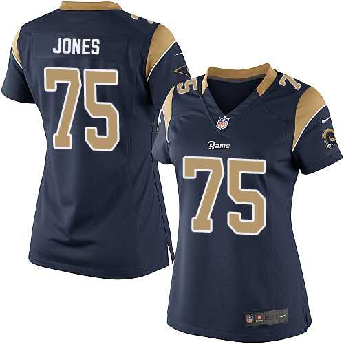 Women's Nike Los Angeles Rams #75 Deacon Jones Limited Navy Blue Team Color NFL Jersey