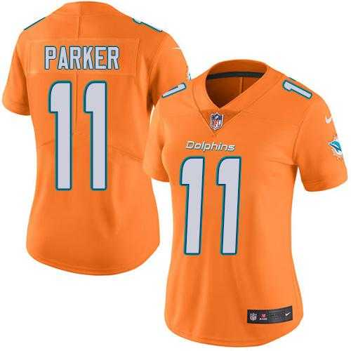 Women's Nike Miami Dolphins #11 DeVante Parker Orange Stitched NFL Limited Rush Jersey