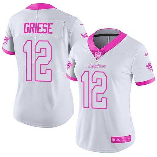 Women's Nike Miami Dolphins #12 Bob Griese White Pink Stitched NFL Limited Rush Fashion Jersey