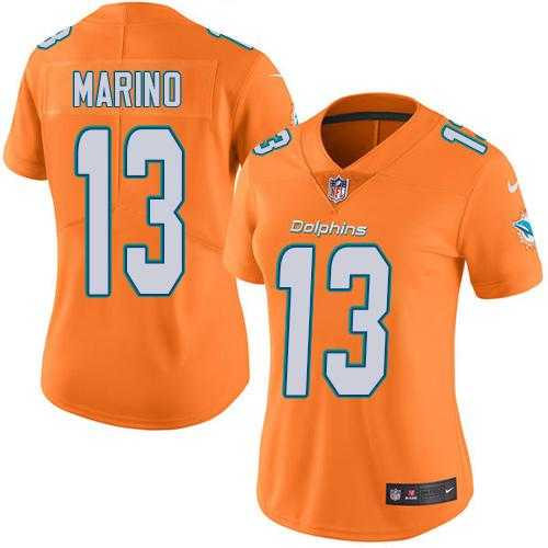 Women's Nike Miami Dolphins #13 Dan Marino Orange Stitched NFL Limited Rush Jersey