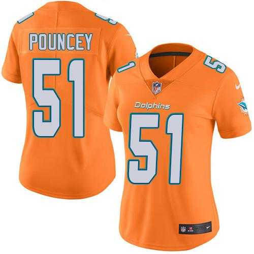 Women's Nike Miami Dolphins #51 Mike Pouncey Orange Stitched NFL Limited Rush Jersey