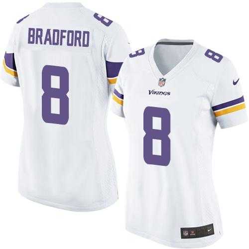 Women's Nike Minnesota Vikings #8 Sam Bradford White Stitched NFL Elite Jersey