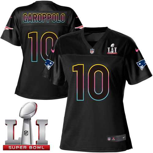 Women's Nike New England Patriots #10 Jimmy Garoppolo Black Super Bowl LI 51 NFL Fashion Game Jersey