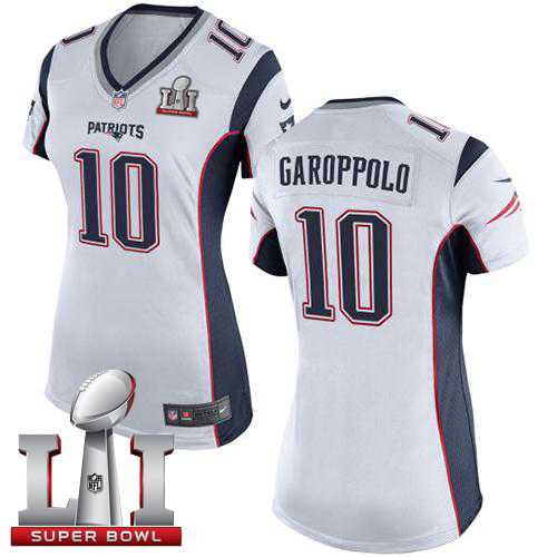 Women's Nike New England Patriots #10 Jimmy Garoppolo White Super Bowl LI 51 Stitched NFL New Elite Jersey