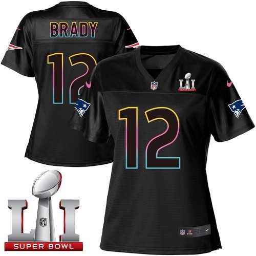 Women's Nike New England Patriots #12 Tom Brady Black Super Bowl LI 51 NFL Fashion Game Jersey