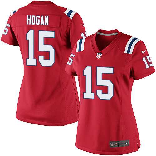 Women's Nike New England Patriots #15 Chris Hogan Red Alternate Stitched NFL Limited Jersey